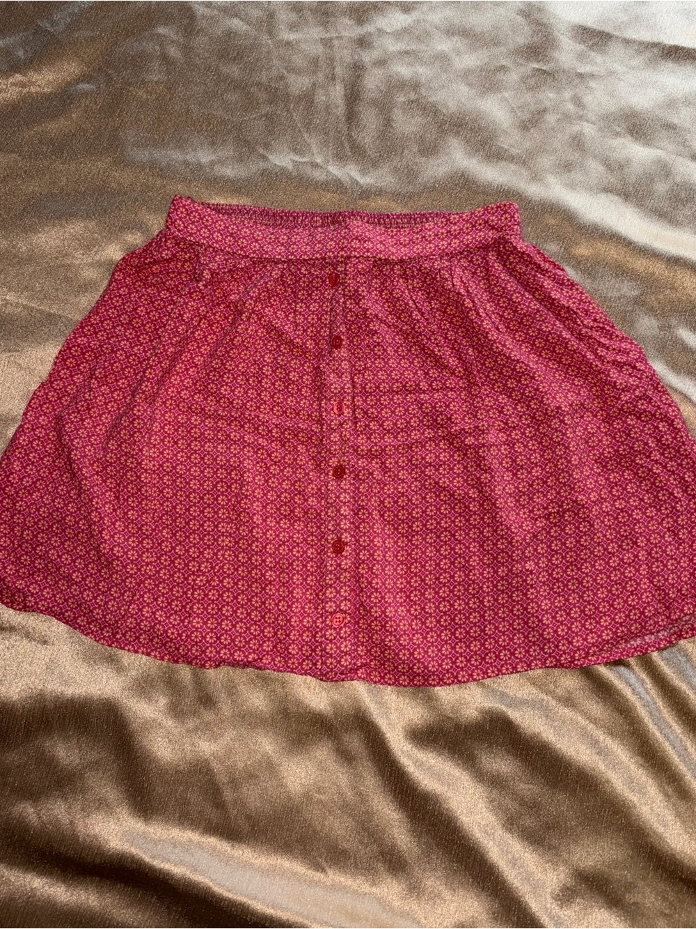 Mossimo Supply Co. Pink Floral Print Button-Front Skater Skirt